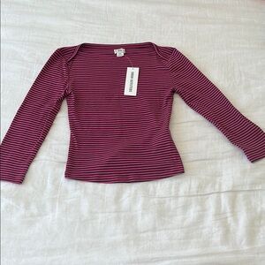 Urban Outfitters BDG Striped Long Sleeve Top - Pink and Black